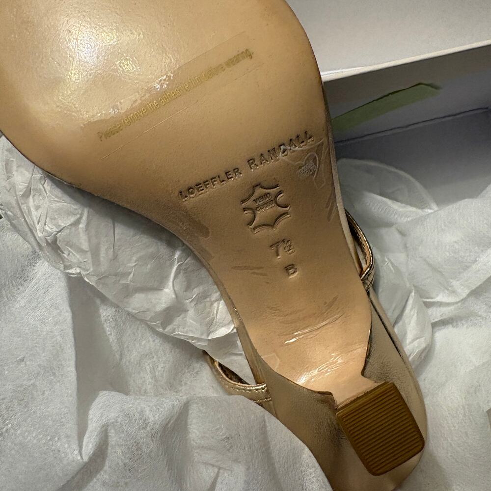 Loeffler Randall Triana Heels 7.5 NWOT Gold Champagne Sandal Tuckernuck Luxury - Picture 9 of 9